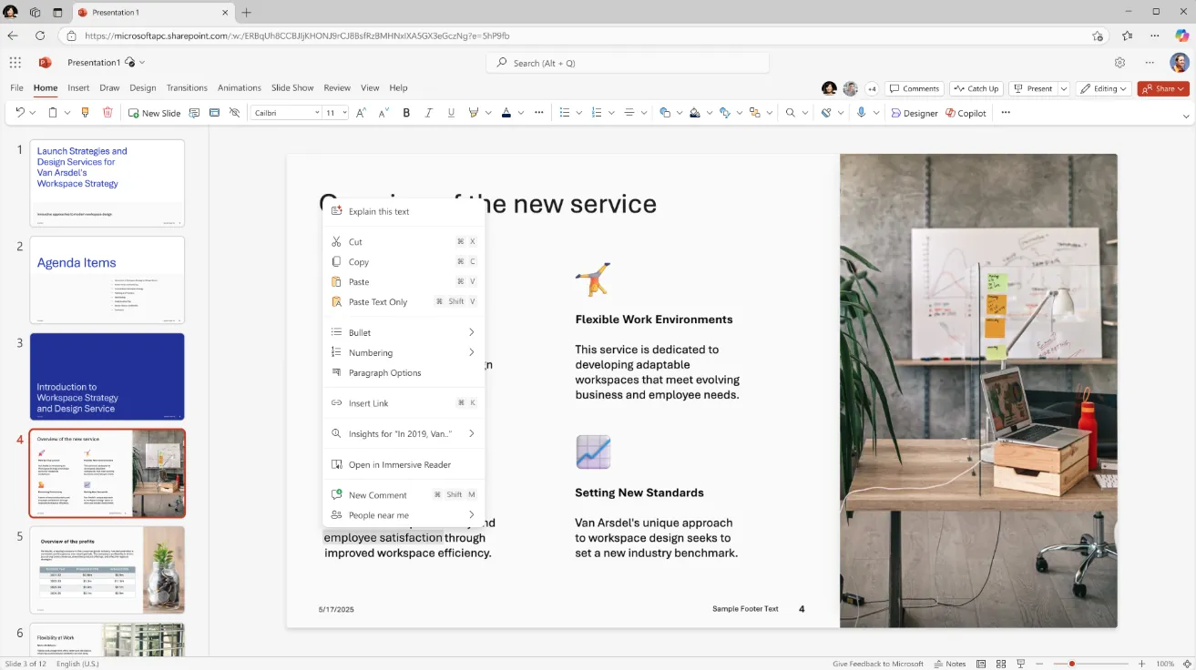 Microsoft 365 Copilot January update screenshot
