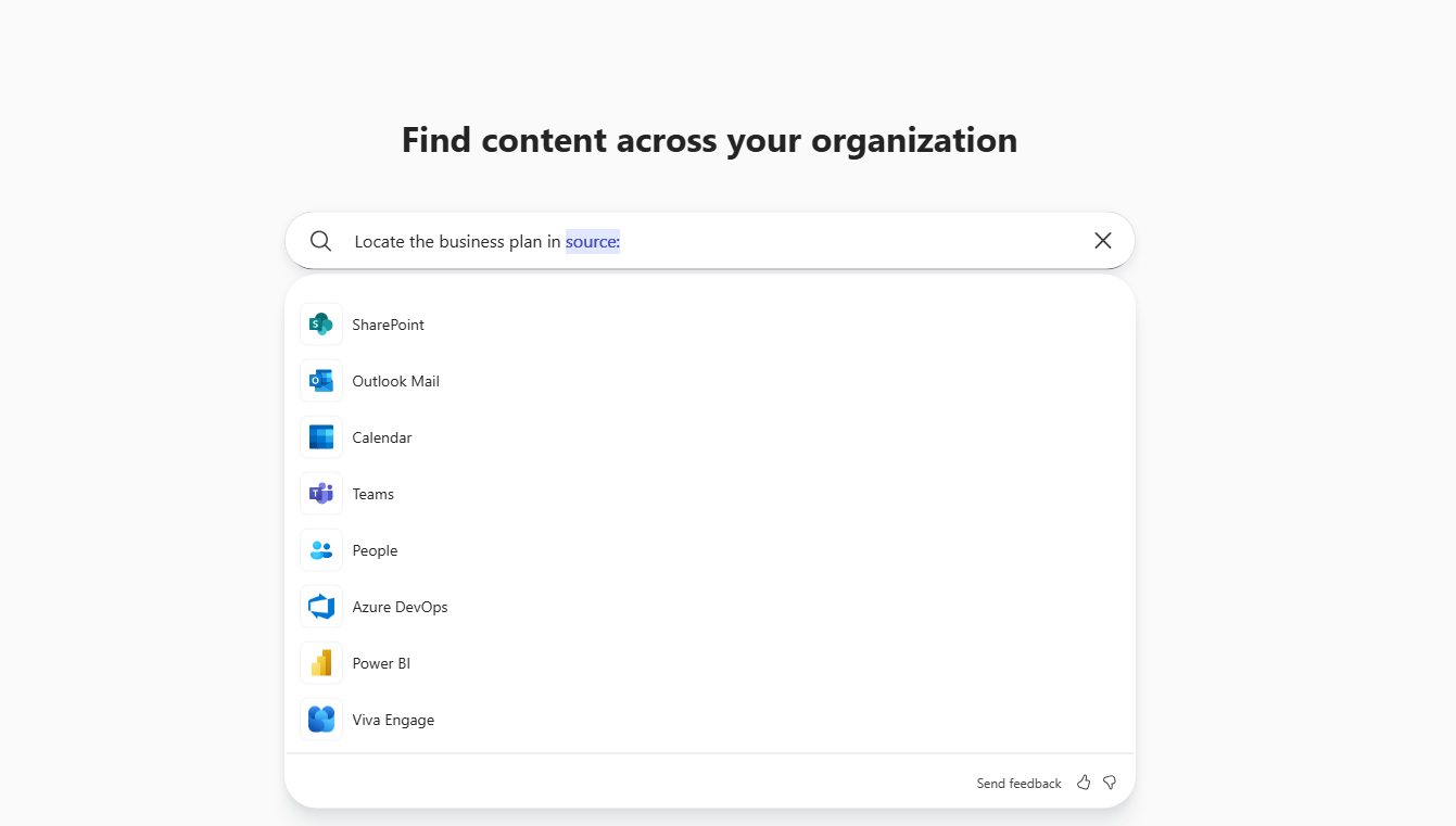 Copilot search sources